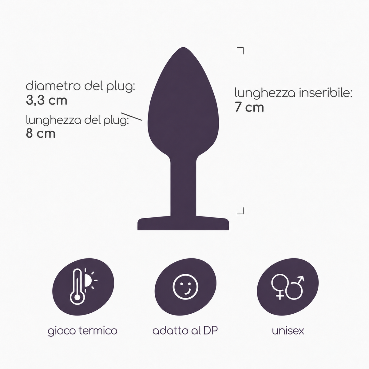 Plug anale gioiello Bijou medio · infografica
