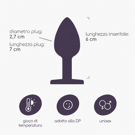 Plug anale gioiello Bijou piccolo · infografica