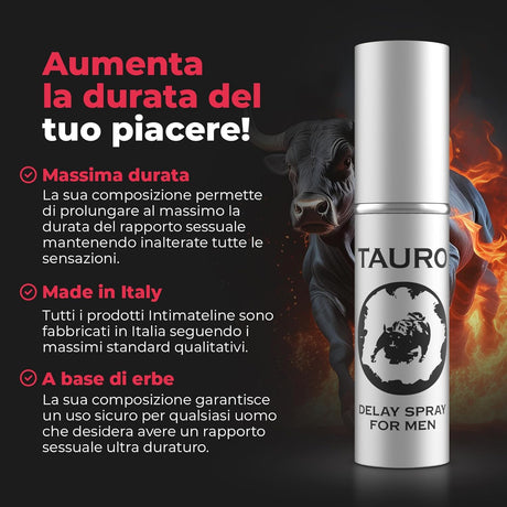 Infografica Spray Ritardante Tauro Extra Power 5ml di INTIMATE LINE