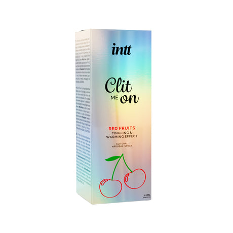 Confezione dello Spray Stimolante Vibrante Clitoride Clit Me On Frutti Rossi INTT 12ml