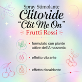Infografica dello Spray Stimolante Vibrante Clitoride Clit Me On Frutti Rossi INTT 12ml