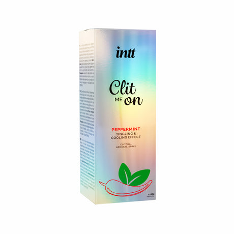 Confezione dello Spray Stimolante Vibrante Clitoride Clit Me On Menta Piperita INTT 12ml