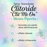 Infografica dello Spray Stimolante Vibrante Clitoride Clit Me On Menta Piperita INTT 12ml