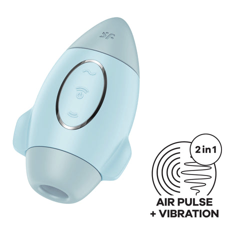 Dettaglio del Succhia Clitoride Mission Control Blu di SATISFYER con vista sui comandi e design ergonomico