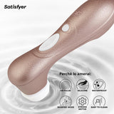Infografica del Succhia clitoride Pro 2 Generation 2 con tecnologia Air Pulse di Satisfyer