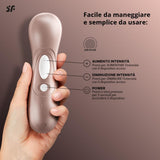 Infografica del Succhia clitoride Pro 2 Generation 2 con tecnologia Air Pulse di Satisfyer