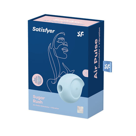 Confezione del Succhia Clitoride Sugar Rush Blu di SATISFYER