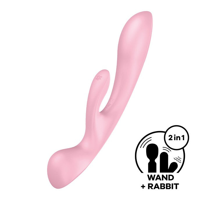 Profilo del Vibratore 2 in 1 Wand+Rabbit Triple Oh Rosa di SATISFYER