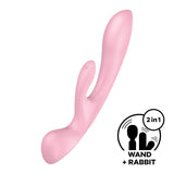 Profilo del Vibratore 2 in 1 Wand+Rabbit Triple Oh Rosa di SATISFYER