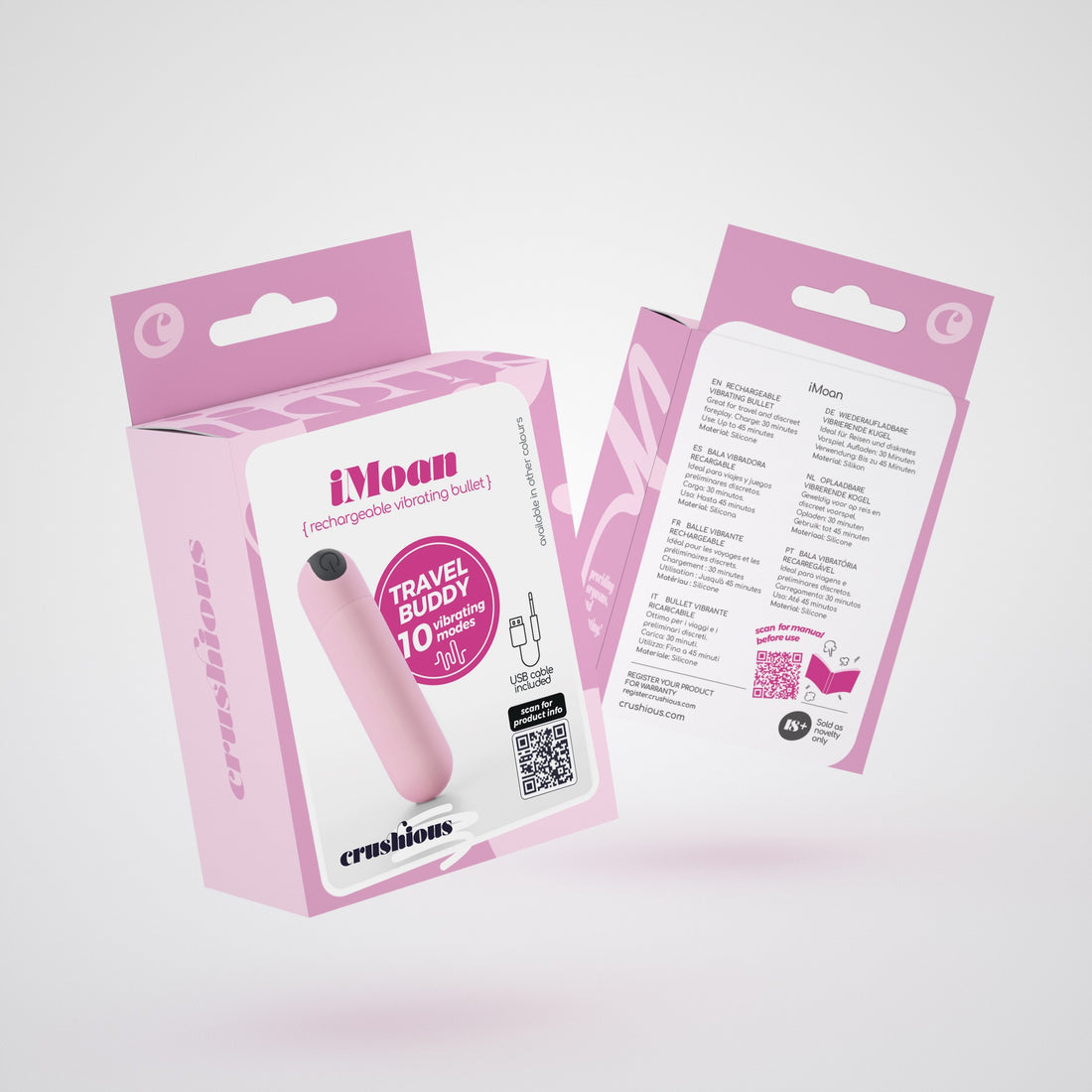 Vibratore bullet iMoan rosa · confezione