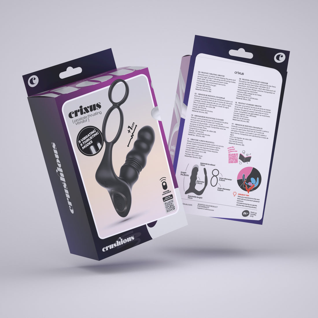 Vibratore prostatico a spinta con telecomando Crixus · confezione